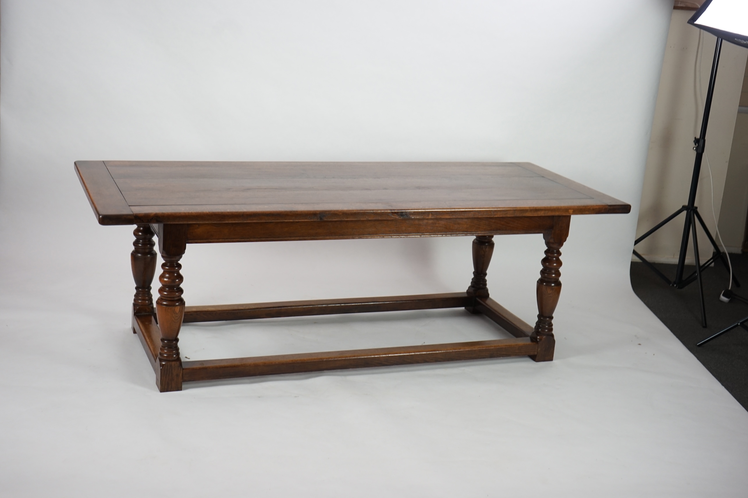 A 17th century style oak refectory table